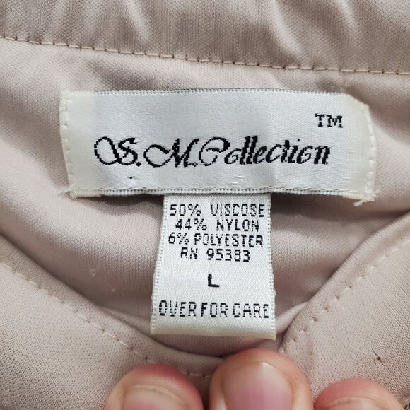 S.M. Collection Vintage Pale Pink Cream Fairycore Lace Whimsy Twee Maxi Skirt L - Picture 6 of 7